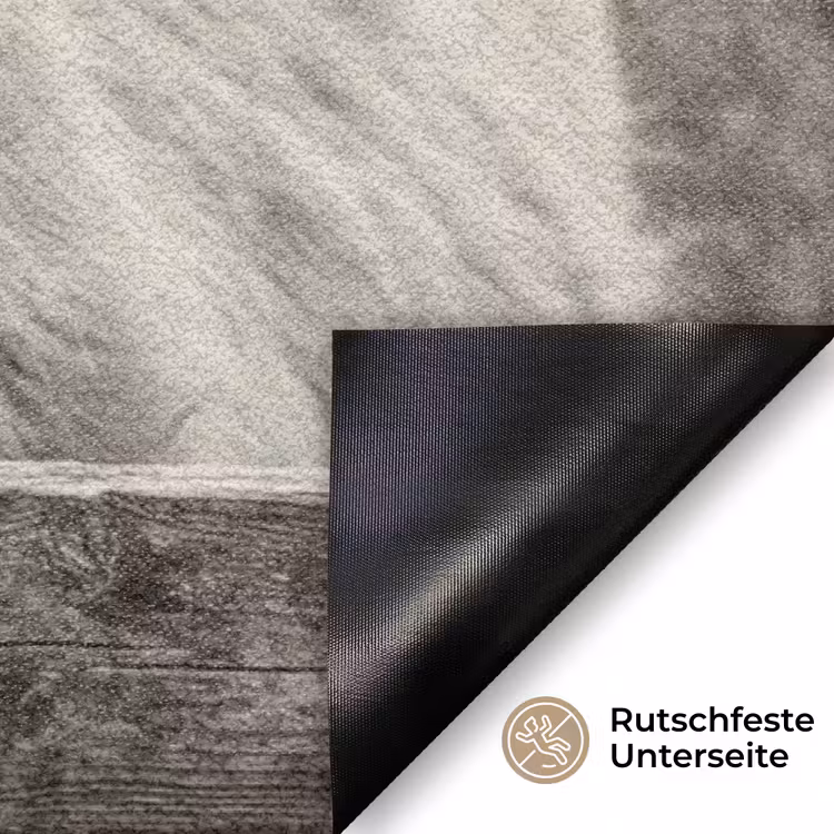Schotse hooglander - Zwart - Wit - Hout Deurmat klein -antislip_DE