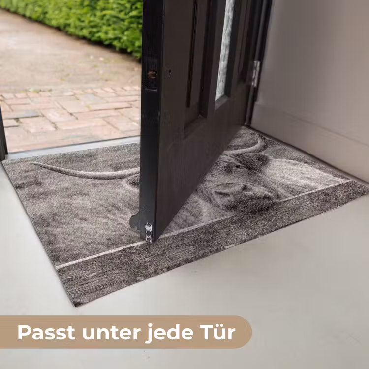 Schotse hooglander - Zwart - Wit - Hout Deurmat klein -USP_DE