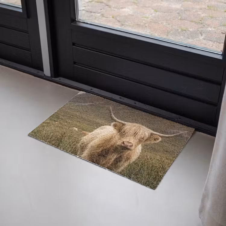 Schotse hooglander - Bergen - Grasveld Deurmat klein -sfeer2