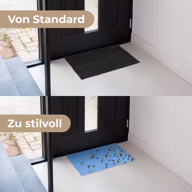 Zwaluwen - Vliegen - Blauw Deurmat klein -voor-na_DE
