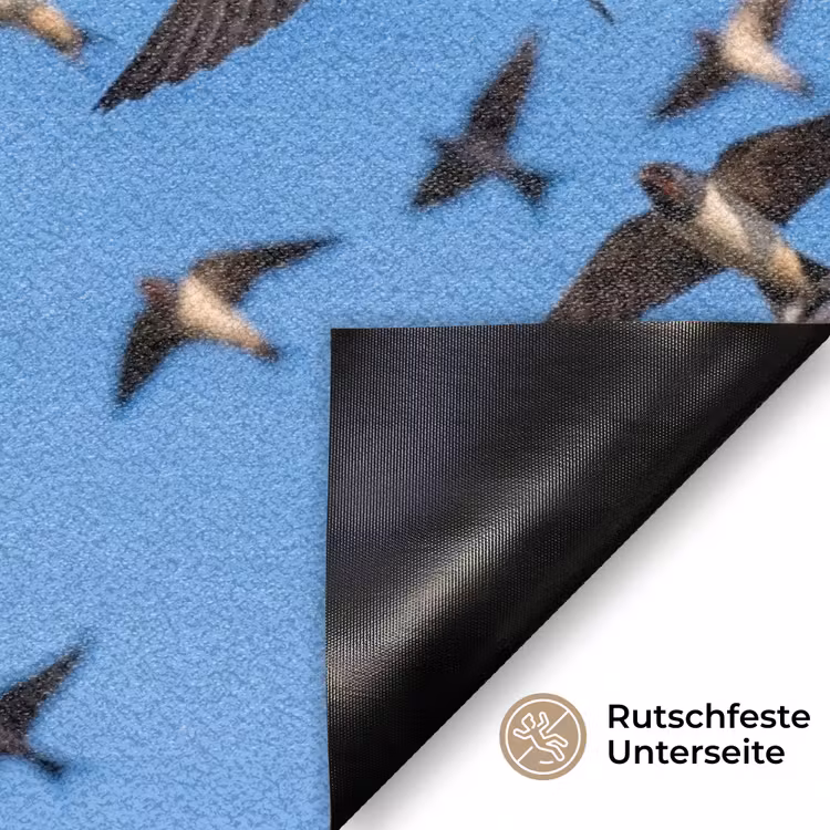Zwaluwen - Vliegen - Blauw Deurmat klein -antislip_DE