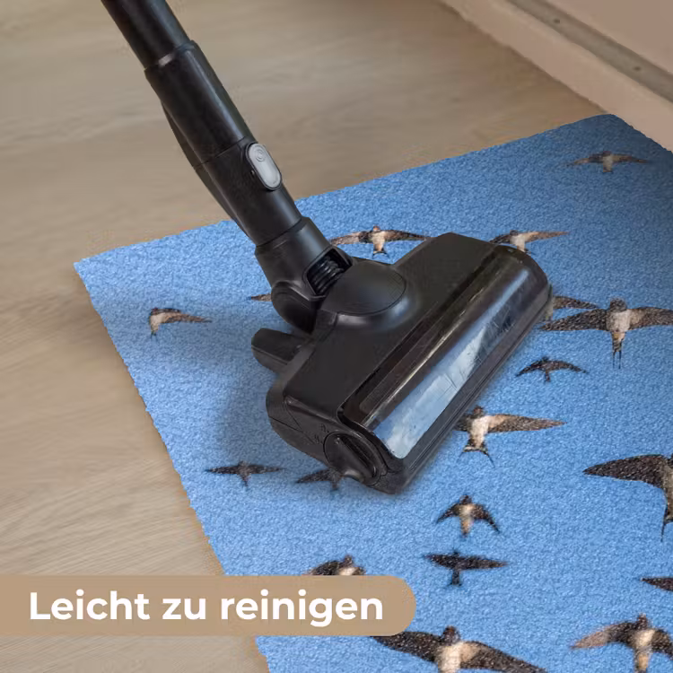 Zwaluwen - Vliegen - Blauw Deurmat klein -reinigen_DE