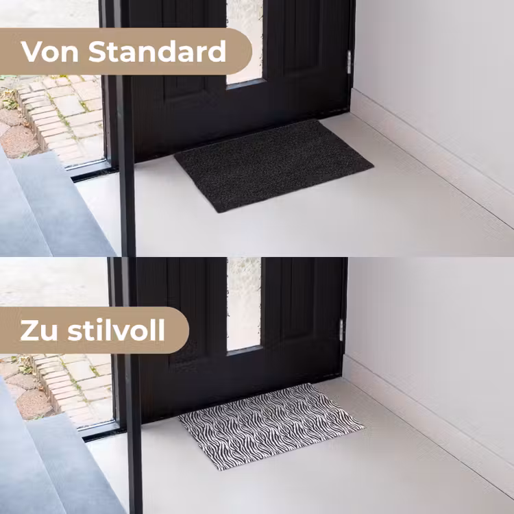 Zwart - Wit - Zebra - Patroon Deurmat klein 898 -voor-na_DE
