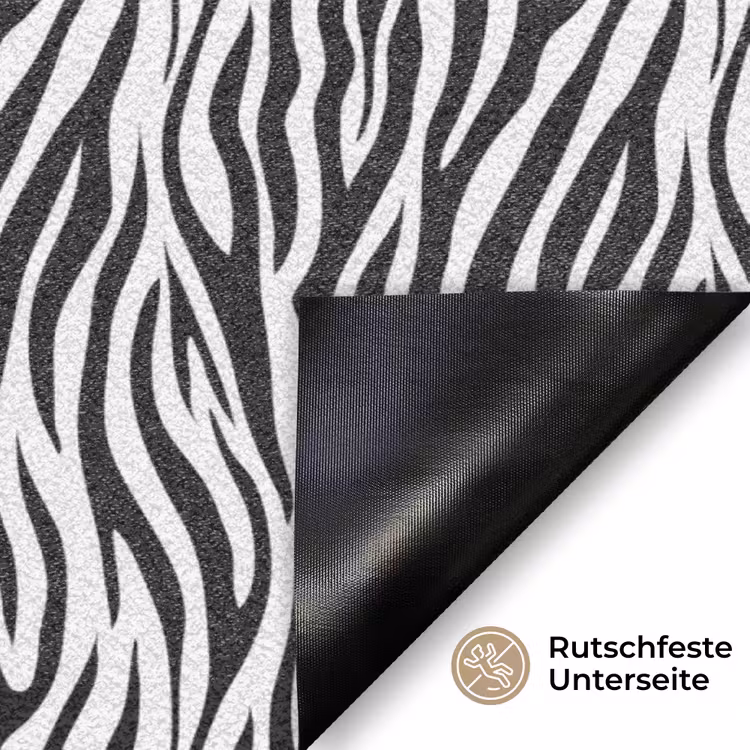 Zwart - Wit - Zebra - Patroon Deurmat klein 898 -antislip_DE