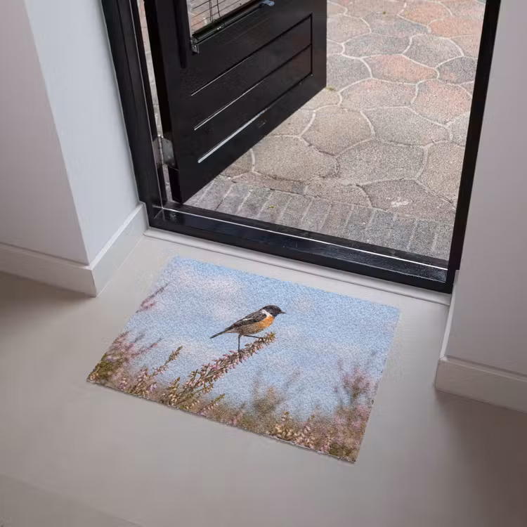 Roodborsttapuit - Heide - Paars - Natuur - Sfeervol Deurmat klein -sfeer5