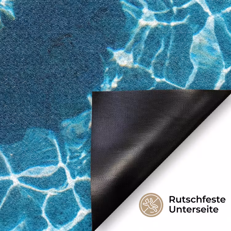 Fußmatte - Schwimmbad – Schwimmringe – Sommer – Gelb – Blau - Zwembad - Zwembanden - Zomer - Geel - Blauw Deurmat klein