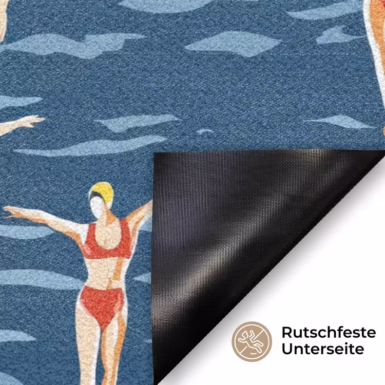Zwemsters- Retro - Blauw Deurmat klein 898 -antislip_DE