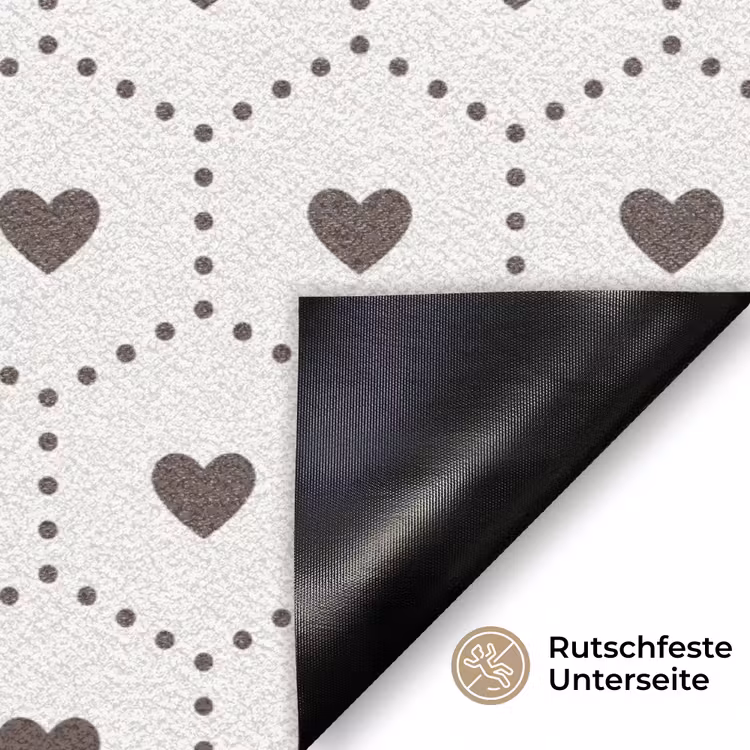 Hexagon - Patroon - Hartjes - Beige Deurmat klein 898 -antislip_DE