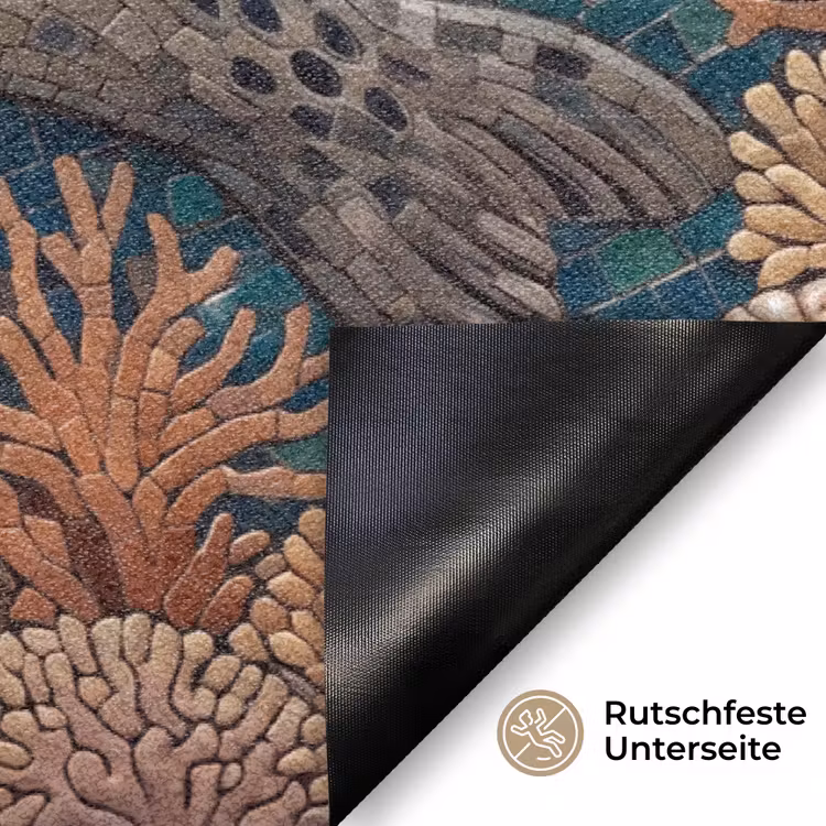 Zeehond - Mozaïek - Onderwater - Dieren - Blauw Deurmat klein -antislip_DE