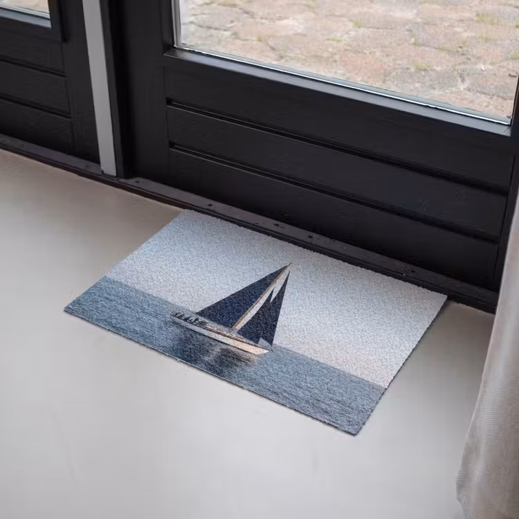 Zeilboot - Zee - Blauw Deurmat klein -sfeer2
