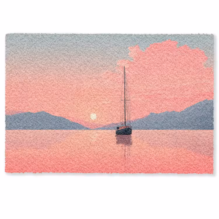 Zeilboot - Roze zee - Zonsondergang - Bergen Deurmat klein -zkaufland3d