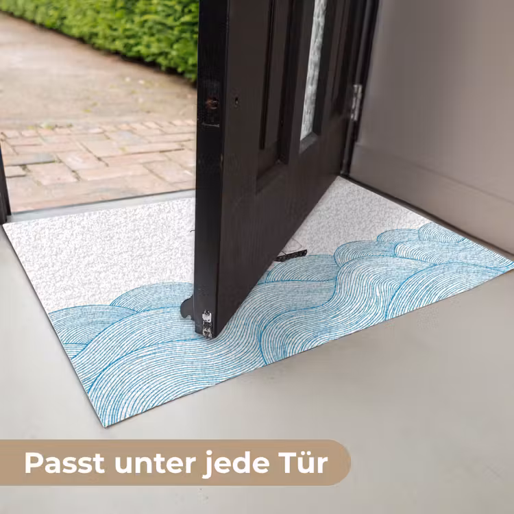 Zeilboot - Golven - Zee - Illustratie - Blauw Deurmat klein -USP_DE