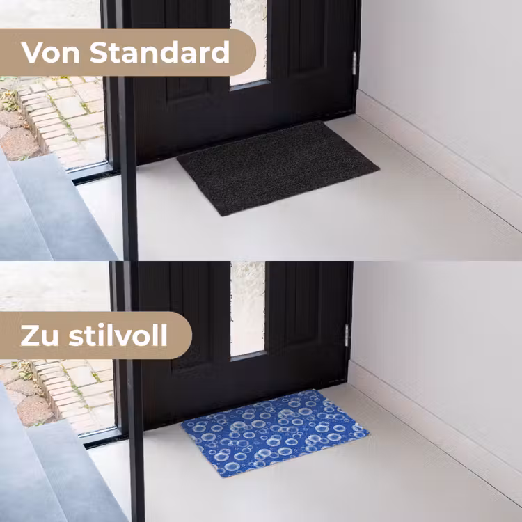 Bubbels - Patroon - Blauw Deurmat klein -voor-na_DE
