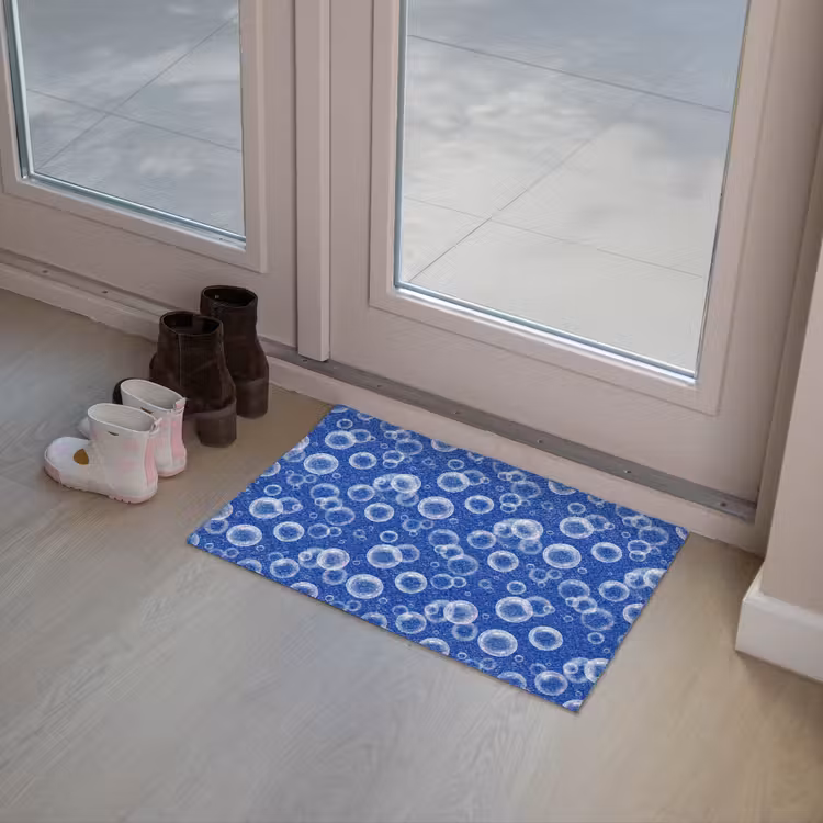 Bubbels - Patroon - Blauw Deurmat klein -sfeer3