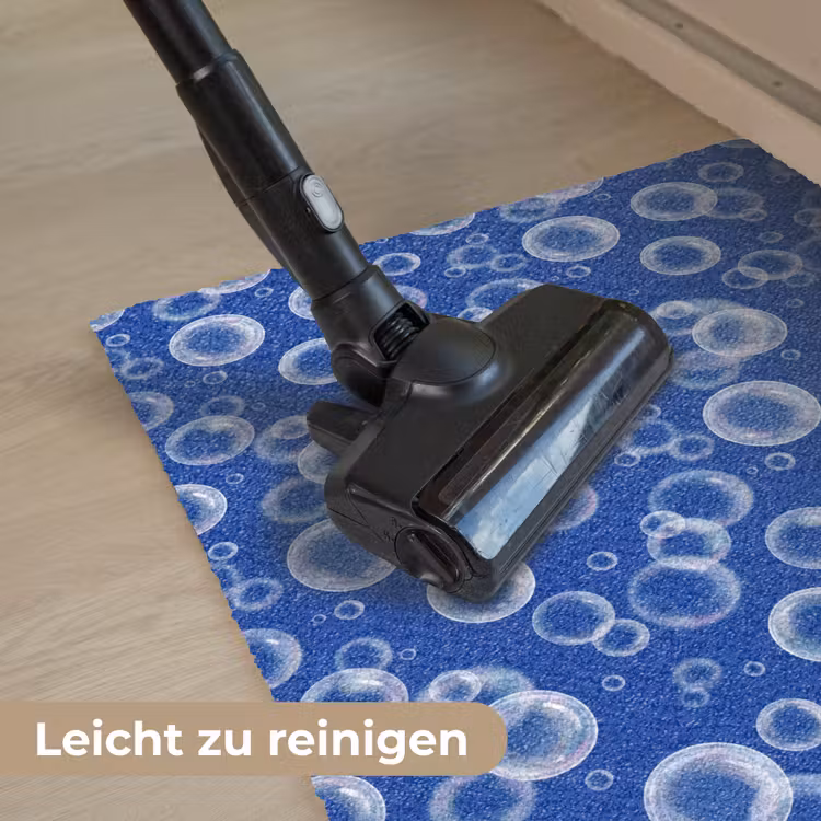 Bubbels - Patroon - Blauw Deurmat klein -reinigen_DE