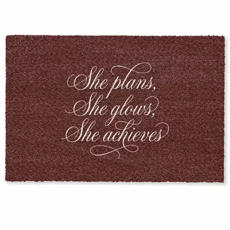 She plans she glows she achieves - Rood - Cursief Deurmat klein -zkaufland3d