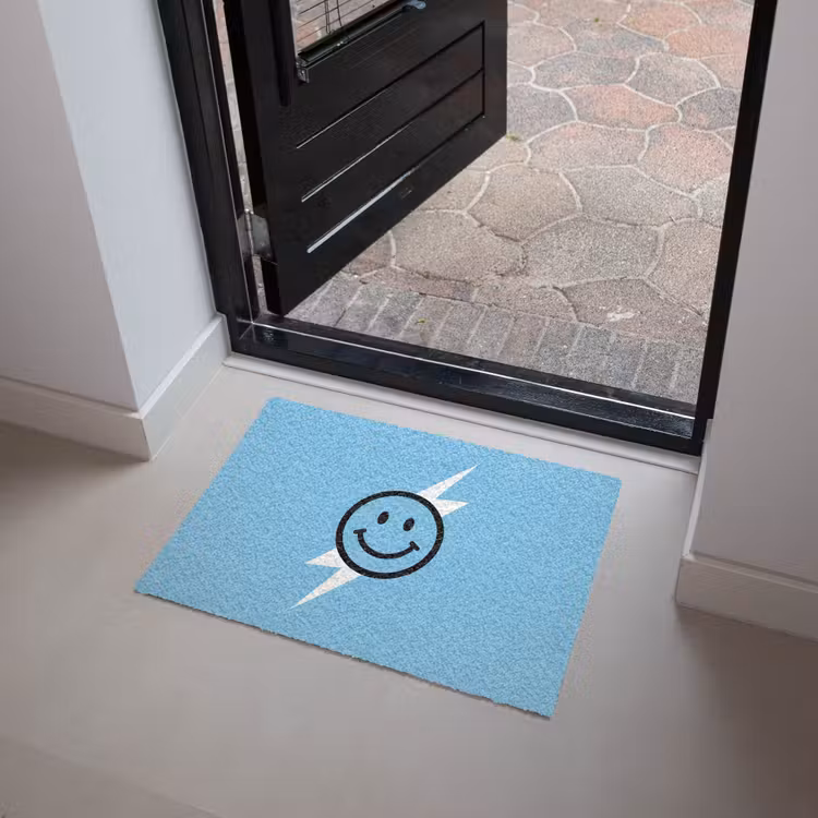 Smiley - Blauw - Bliksem Deurmat klein -sfeer5