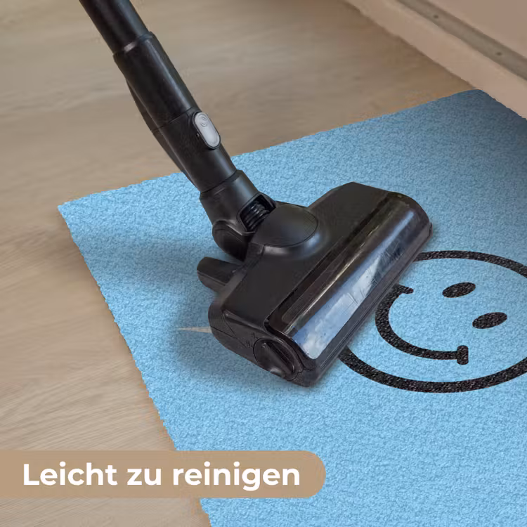 Smiley - Blauw - Bliksem Deurmat klein -reinigen_DE