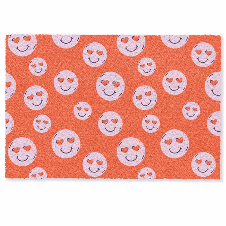 Smiley - Patroon - Hartjes - Rood - Roze Deurmat klein -zkaufland3d