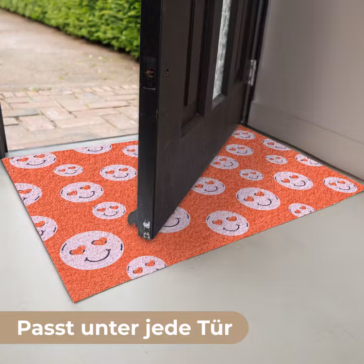 Smiley - Patroon - Hartjes - Rood - Roze Deurmat klein -USP_DE