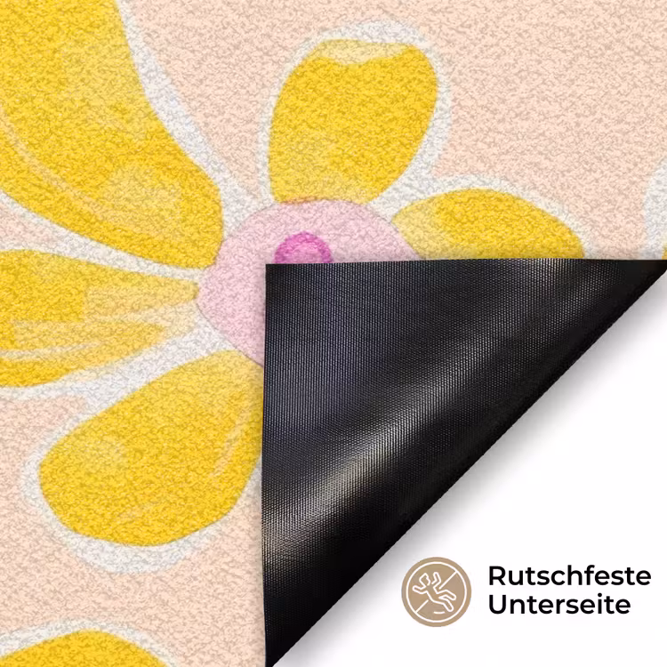 Zomers - Bloemen - Geel Deurmat klein 898 -antislip_DE