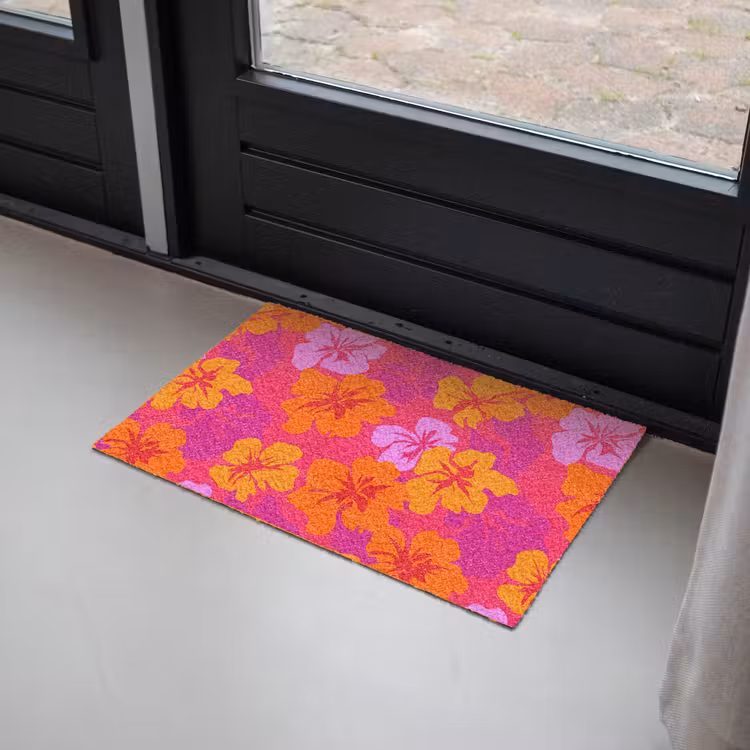 Zomers - Hibiscus - Kleurrijk Deurmat klein 898 -sfeer2