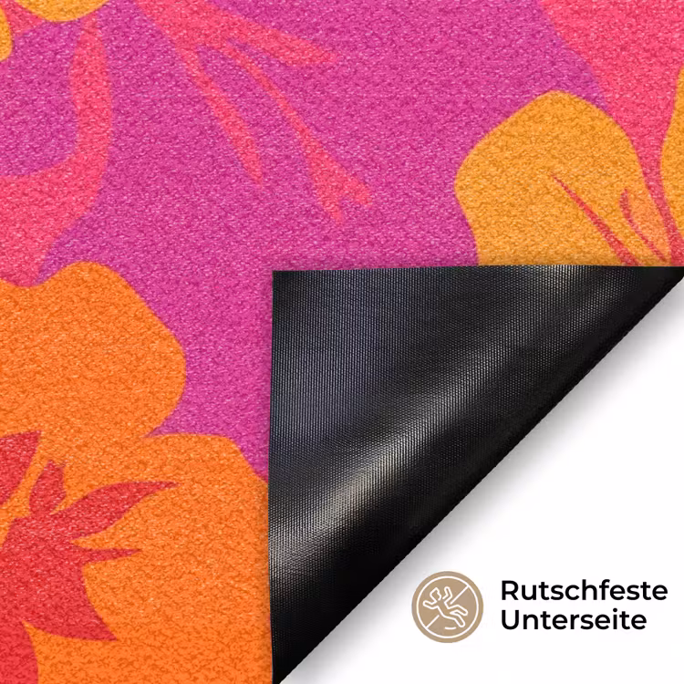 Zomers - Hibiscus - Kleurrijk Deurmat klein 898 -antislip_DE