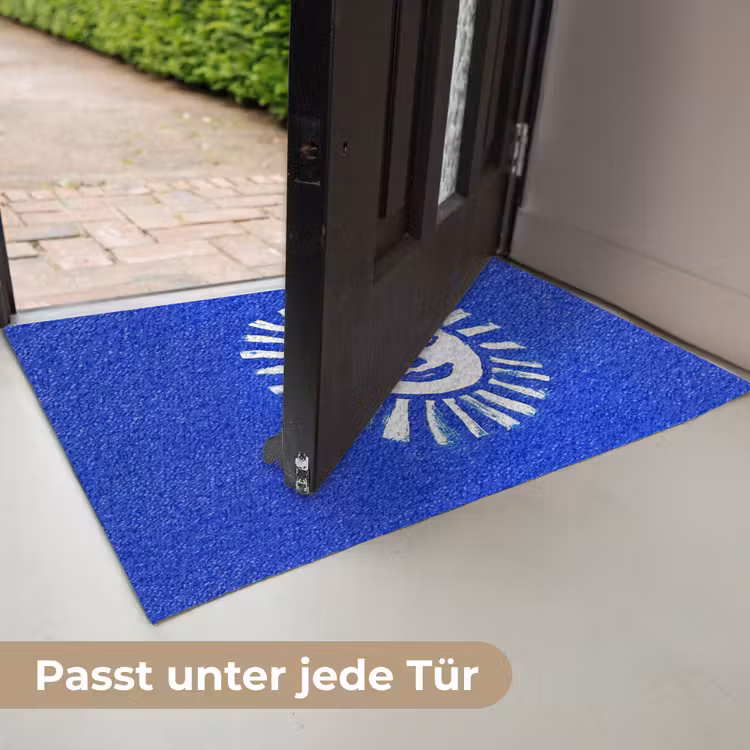 Zon - Gezicht - Penseelstructuur - Blauw Deurmat klein -USP_DE