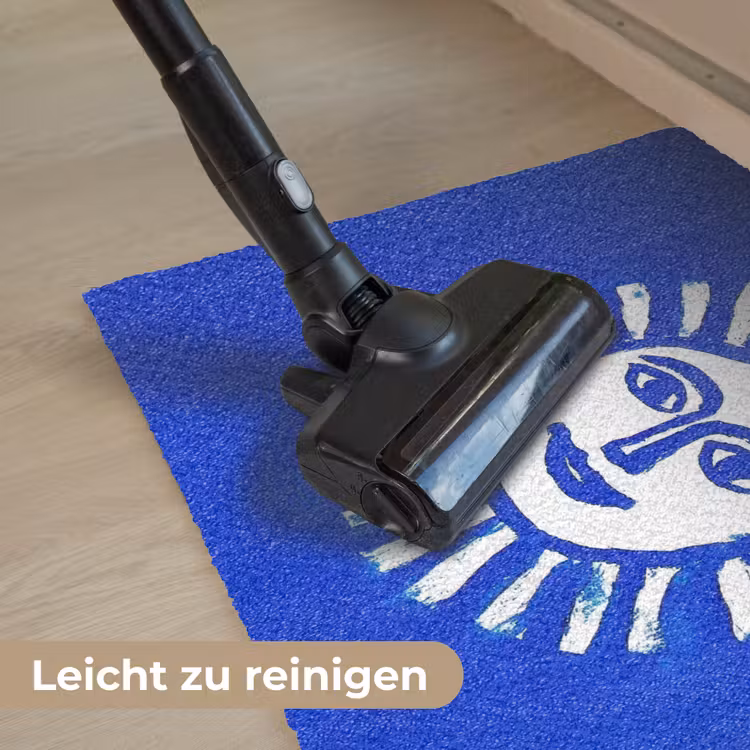 Zon - Gezicht - Penseelstructuur - Blauw Deurmat klein -reinigen_DE