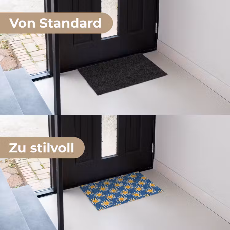 Zon - Patroon - Blauw Deurmat klein 898 -voor-na_DE