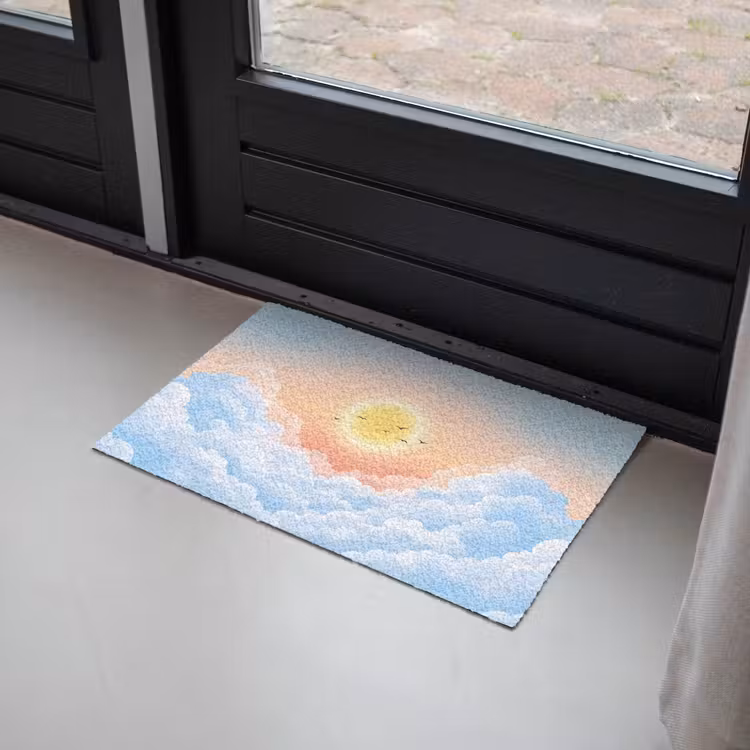 Zon - Vogels - Lucht - Natuur - Geel Deurmat klein -sfeer2