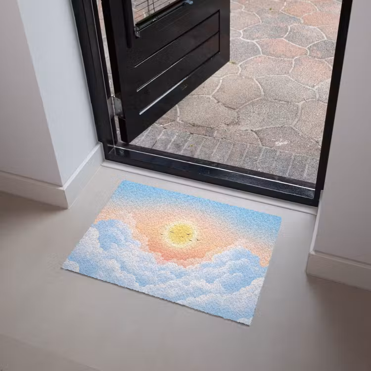 Zon - Vogels - Lucht - Natuur - Geel Deurmat klein -sfeer5