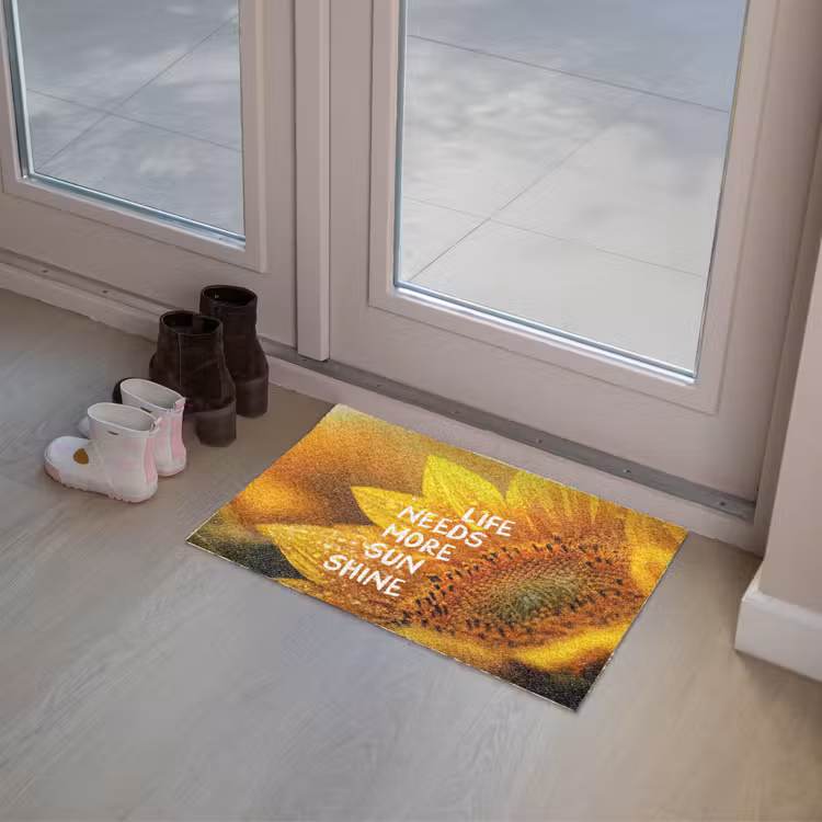 Zonnebloem - Close up - Geel - Quote Deurmat klein -sfeer3