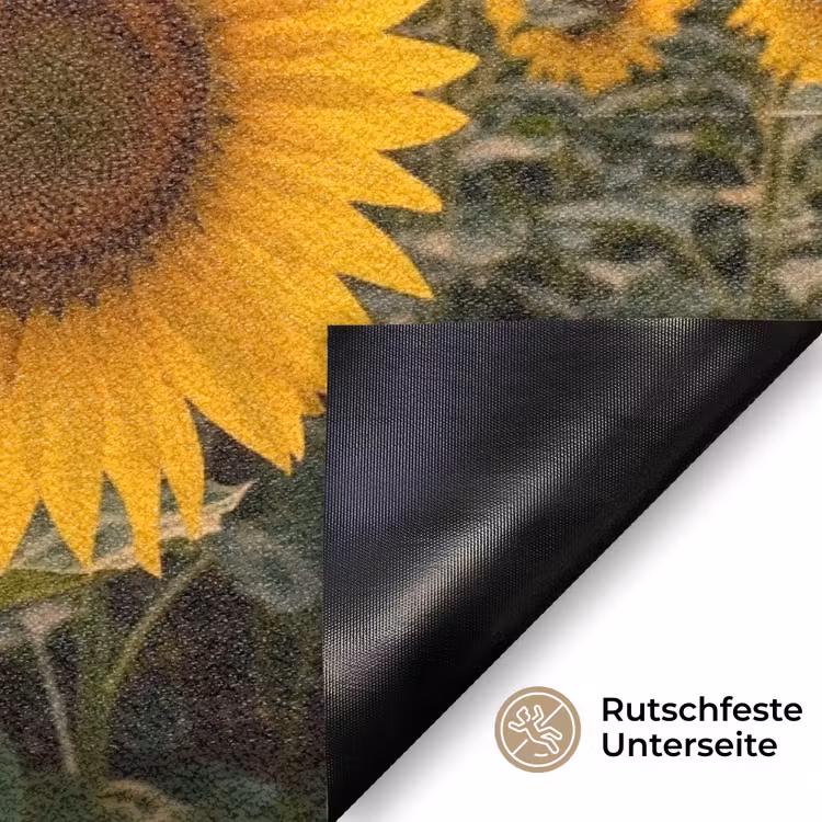 Zonnebloemen - Heuvellandschap - Geel Deurmat klein -antislip_DE