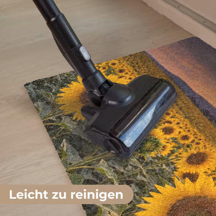 Zonnebloemen - Heuvellandschap - Geel Deurmat klein -reinigen_DE
