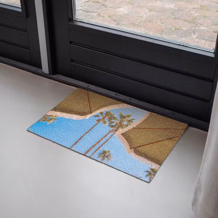 Fußmatte - Sonnenschirm – Grün – Fransen – Sommer – Tropisch - Parasol - Groen - Franjes - Zomer - Tropisch Deurmat klein