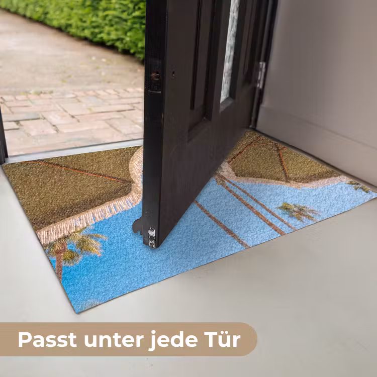Fußmatte - Sonnenschirm – Grün – Fransen – Sommer – Tropisch - Parasol - Groen - Franjes - Zomer - Tropisch Deurmat klein
