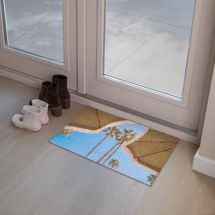 Fußmatte - Sonnenschirm – Grün – Fransen – Sommer – Tropisch - Parasol - Groen - Franjes - Zomer - Tropisch Deurmat klein