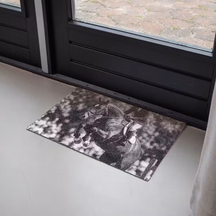Springen - Paard - Zwart - Wit Deurmat klein -sfeer2