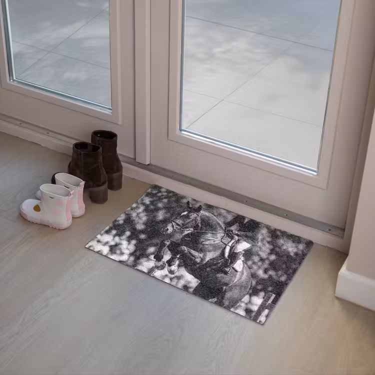 Springen - Paard - Zwart - Wit Deurmat klein -sfeer3