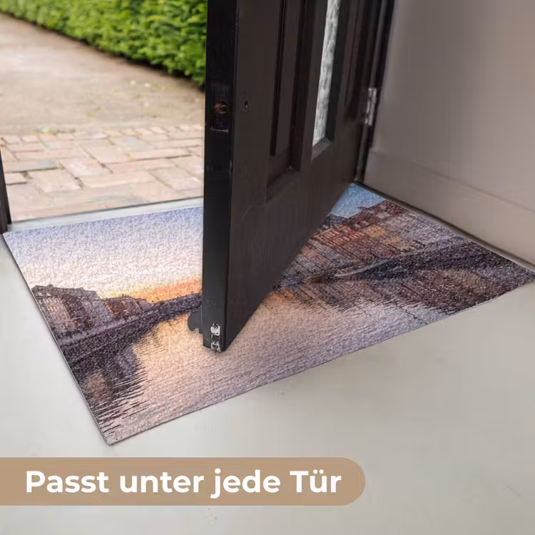 Fußmatte - Stadt – Kanal – Sonnenuntergang – Klassisch – Farbenfroh - Stad - Gracht - Zonsondergang - Klassiek - Kleurrijk Deurmat klein
