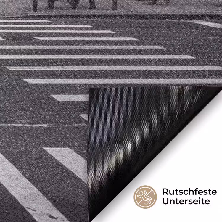 Fußmatte - Stadt – Straße – Gebäude – Verkehr – Schwarz-Weiß - Stad - Straat - Gebouwen - Verkeer - Zwart-wit Deurmat klein