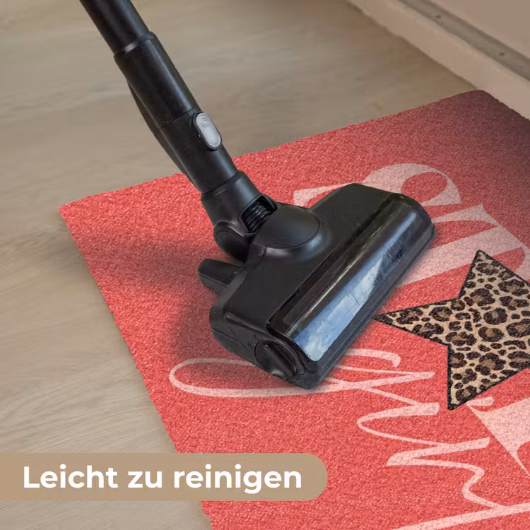 Star girl - Rood - Panter - Ster Deurmat klein -reinigen_DE