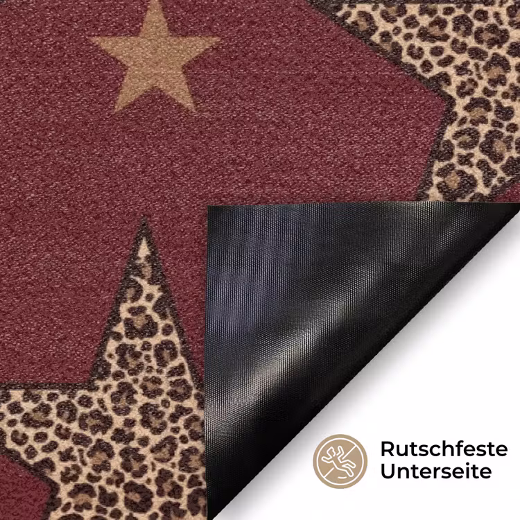 Sterren - Luipaardprint - Dream - Bordeaux Deurmat klein -antislip_DE