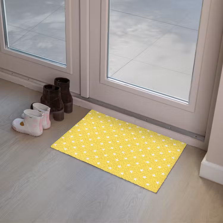 Sterren - Patroon - Minimalistisch - Geel Deurmat klein 898 -sfeer3