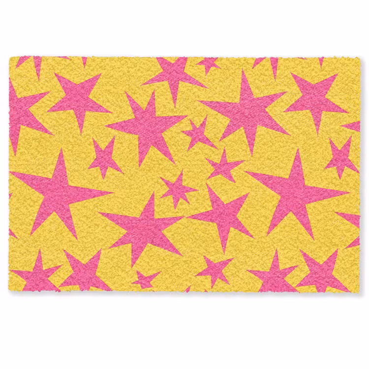 Sterren - Patroon - Roze - Geel Deurmat klein 898 -zkaufland3d