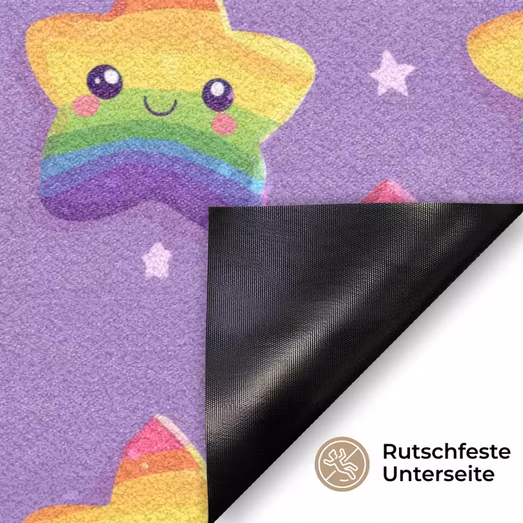 Sterren - Regenboog - Paars Deurmat klein 898 -antislip_DE