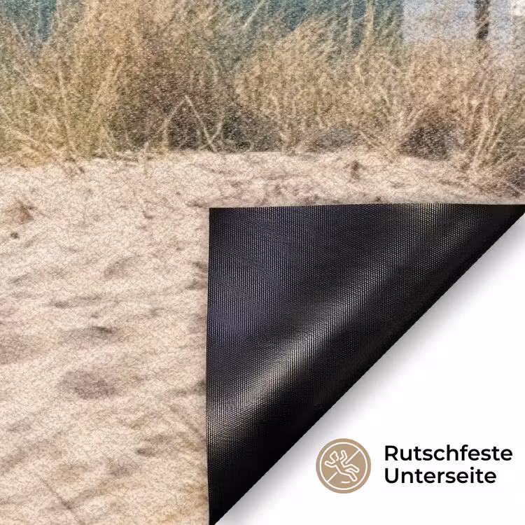 Strand - Huisjes - Kleurrijk - Duinen Deurmat klein -antislip_DE