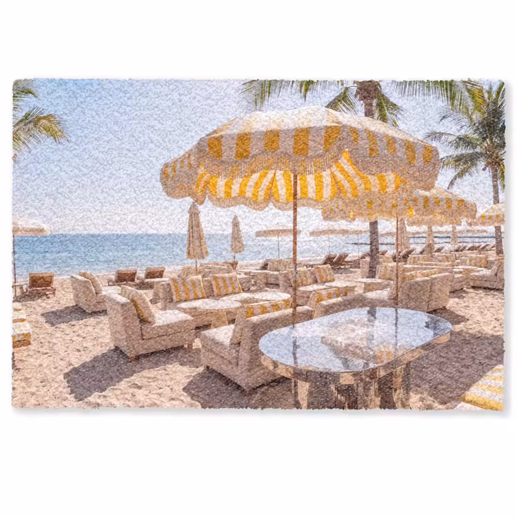 Fußmatte - Strand – Liegestühle – Urlaub – Modern – Gelb - Strand - Ligbedden - Vakantie - Modern - Geel Deurmat klein