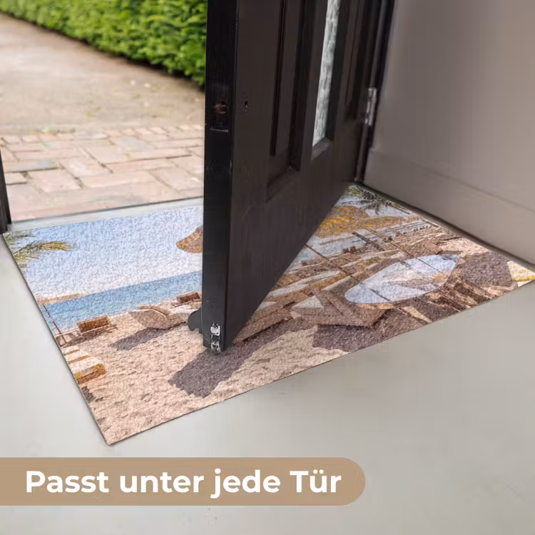 Fußmatte - Strand – Liegestühle – Urlaub – Modern – Gelb - Strand - Ligbedden - Vakantie - Modern - Geel Deurmat klein